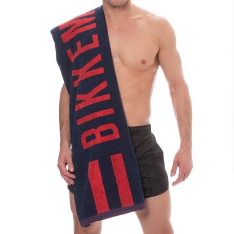 Bikkembergs Drap de Bain Logo Bleu Marine - Rouge