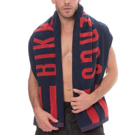 Bikkembergs Drap de Bain Logo Bleu Marine - Rouge