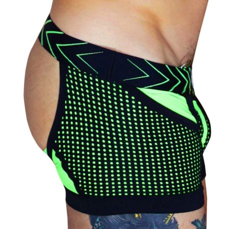  Dickmatized Chock Jock Boxer - Black - Neon Green