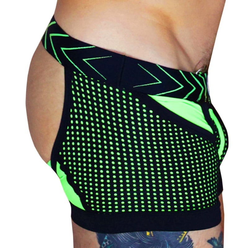  Dickmatized Chock Jock Boxer - Black - Neon Green