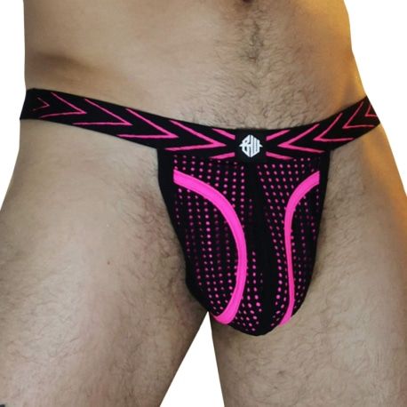  Dickmatized Thong - Black - Neon Pink