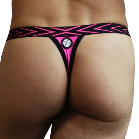  Dickmatized Thong - Black - Neon Pink