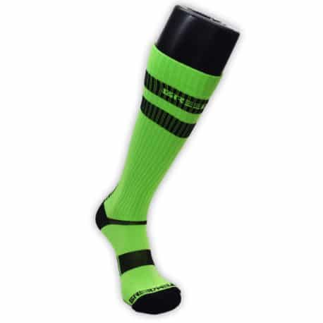  Chaussettes Hautes Logo Stripe Vert Fluo