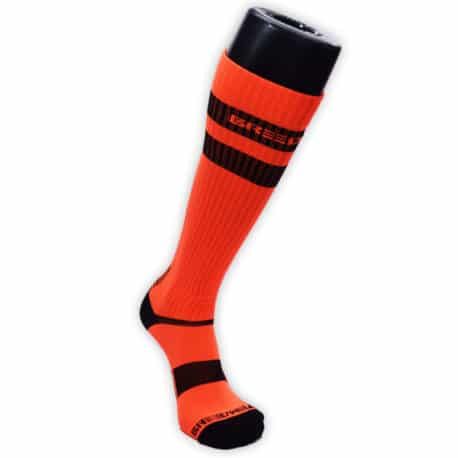  Chaussettes Hautes Logo Stripe Orange Fluo