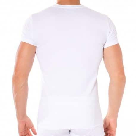 T-Shirt V-Neck Stretch Cotton Blanc