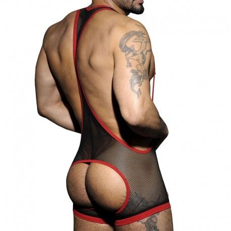 AD Fetish Body Mesh Fetish Noir - Rouge