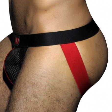 AD Fetish Jock Strap Mesh Fetish Noir - Rouge