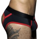 AD Fetish Slip Empty Bottom Stripe Fetish Noir - Rouge