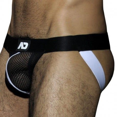 AD Fetish Jock Strap Mesh Fetish Noir - Blanc