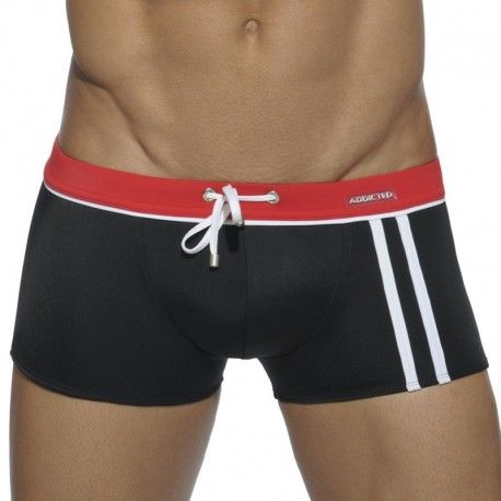 Addicted Boxer de Bain Sport Detail Binding Noir