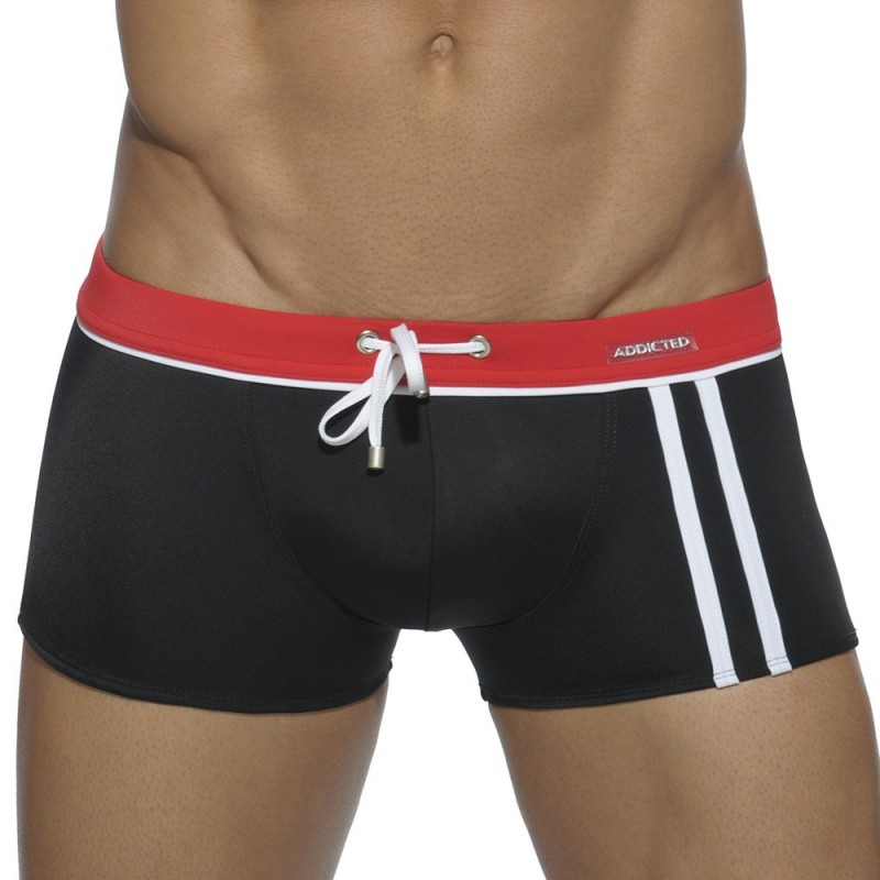 Addicted Boxer de Bain Sport Detail Binding Noir