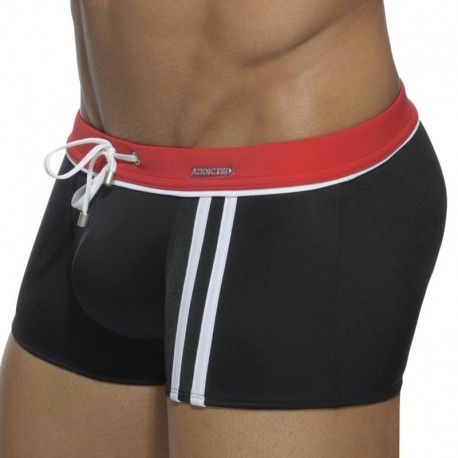 Addicted Boxer de Bain Sport Detail Binding Noir