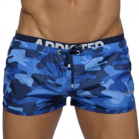 Addicted Double Waistband Swim Short - Navy Camo