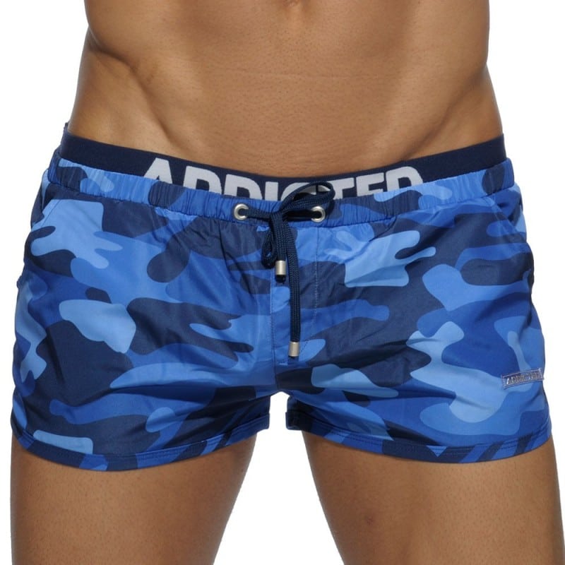 Addicted Double Waistband Swim Short - Navy Camo