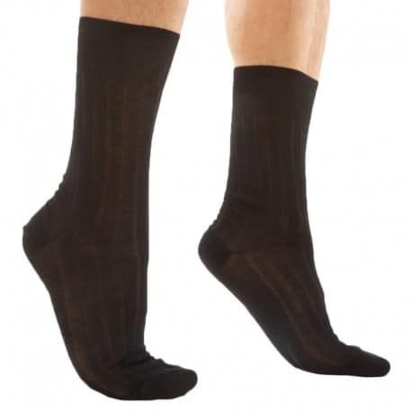 DIM Lot de 2 Paires de Chaussettes Fil d'Ecosse Noires