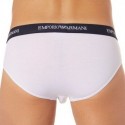Emporio Armani Lot de 2 Slips Cotton Stretch - Blanc - Marine