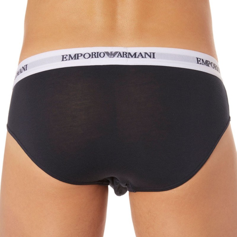 Emporio Armani Lot de 2 Slips Cotton Stretch - Blanc - Marine