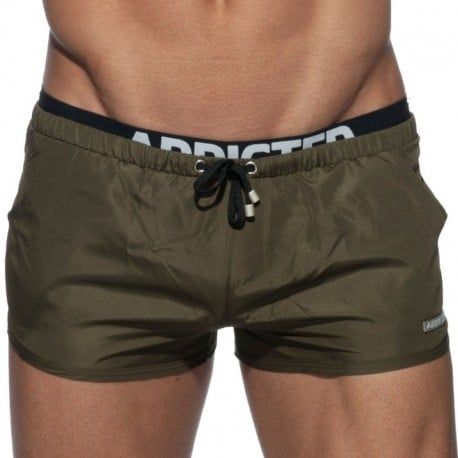 Addicted Short De Bain Double Waistband Kaki