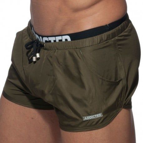Addicted Short De Bain Double Waistband Kaki