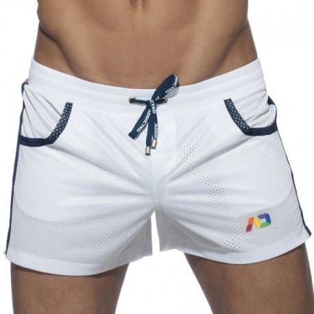 Addicted Short Mesh Rainbow Blanc