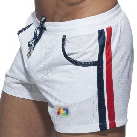 Addicted Short Mesh Rainbow Blanc