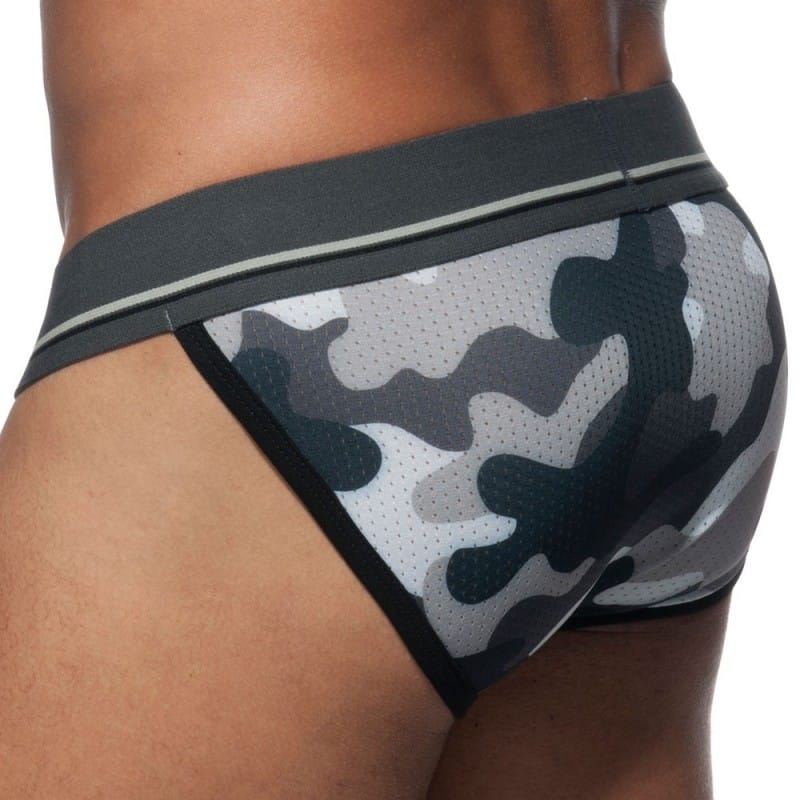 Addicted 3-Pack Camo Mesh Push Up Bikini Briefs - Khaki - Grey - Blue