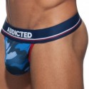 Addicted Lot de 3 Strings Camo Mesh Push Up Kaki - Gris - Bleu